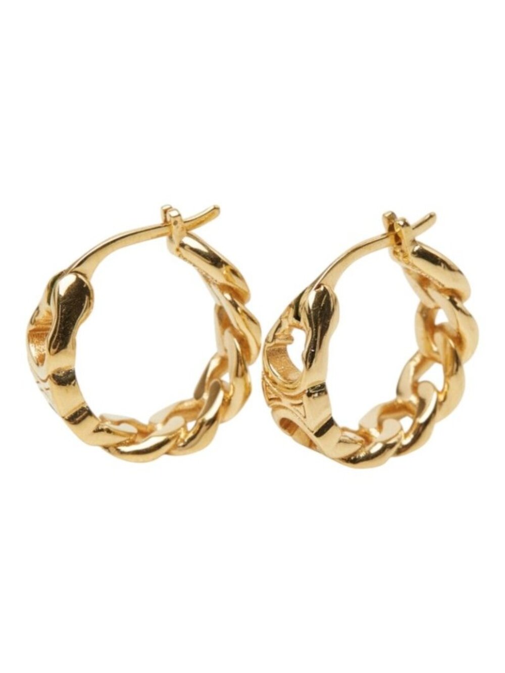 Celine Triomphe Gourmette Small Hoop Earrings Chain Motif Gold Plated Brass